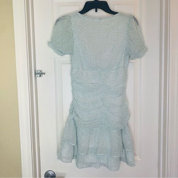 H&M Light Blue Green Floral Draped Dress Size XS - Picture 2 of 9